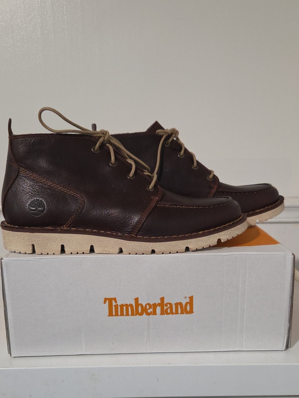 Timberland Dark Brown Leather Chukka Boots with Cream Sole
